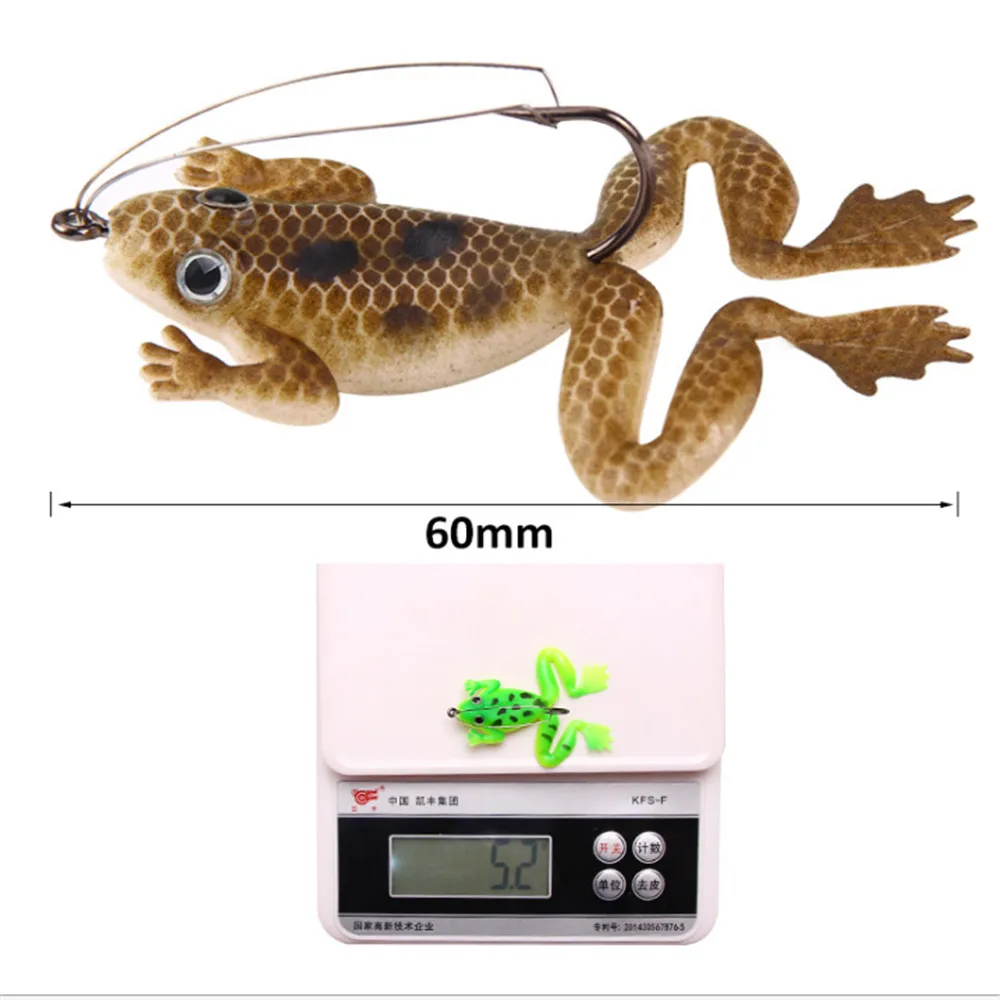 1pcs Frog Fishing Lure 6cm 5.2g Silicone Soft Bait 3 Colors Artificial Frog Fishing Bait with Hook Pesca Fishing Tackle