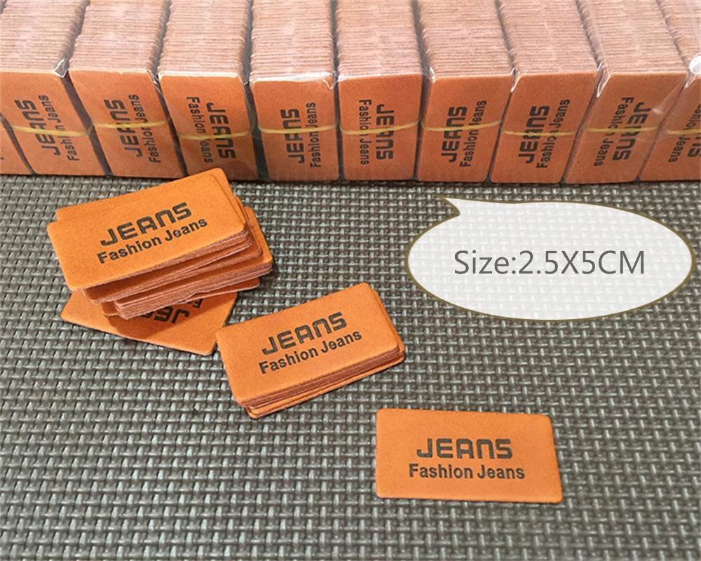 100pcs Jeans leather labels in stock/PU/card TAGS Universal jeans leather patch labels good quality leather label for clothes