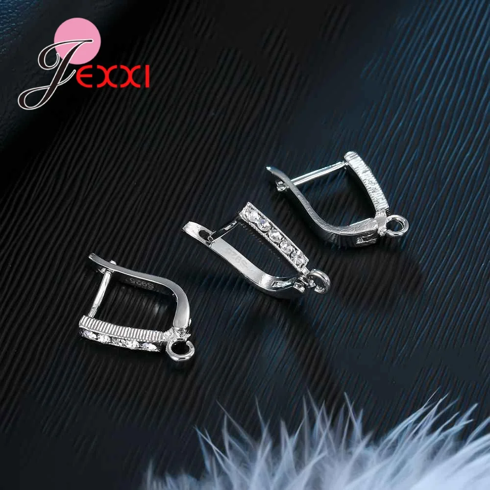 Creative 925 Sterling Silver Leverback Earwire Austrian Crystal Hoop Earring Findings For DIY Jewelry Connector Making