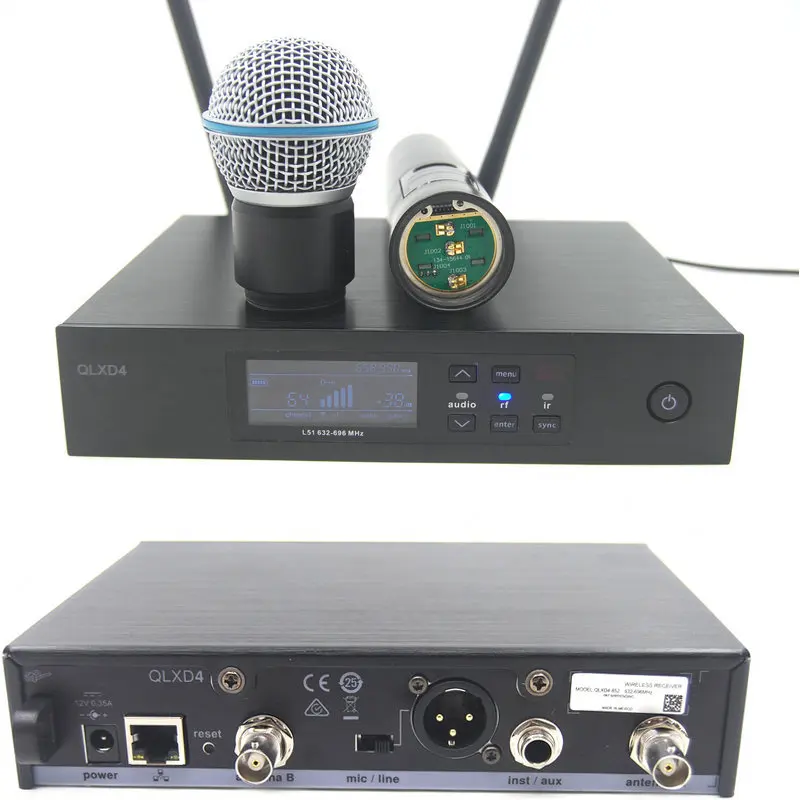 Professional UHF Digital Wireless Mic System QLXD4  True Diversity Stage Performance BETA58 Single Handheld Microphone