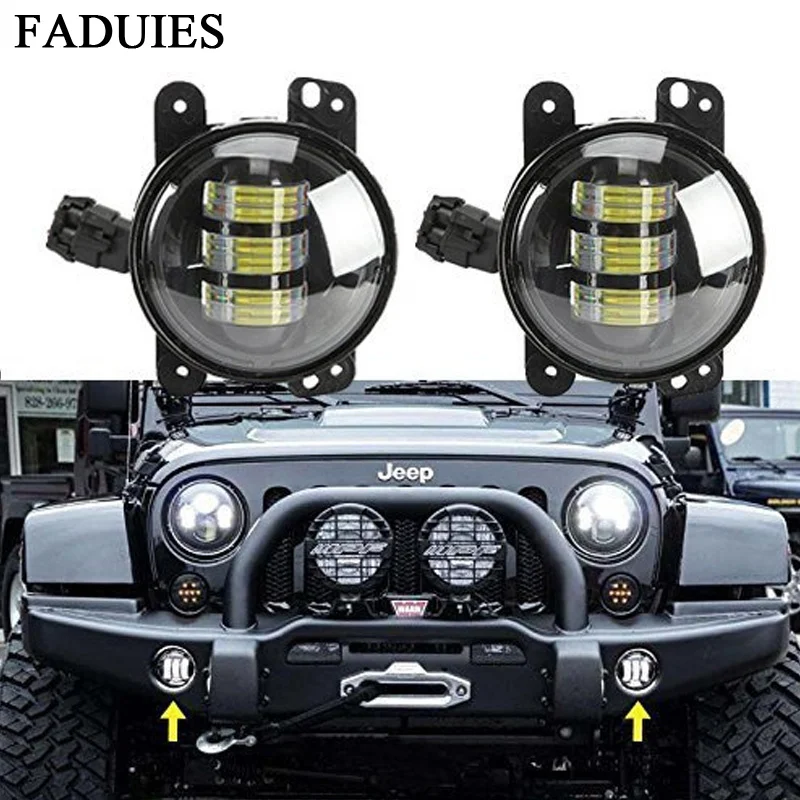 

FADUIES 4" Led Fog Lights 4inch Led Fog Lamps Bulb Driving Offroad Lamp For Jeep Wrangler JK Dodge Chrysler Front Bumper