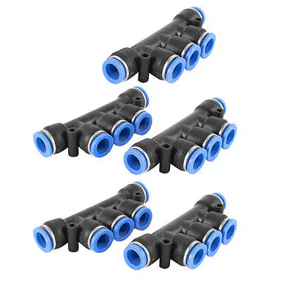 

5 Pcs 12mm Tubing 5 Ports Push in Joint Air Pneumatic Connector Quick Fitting Free shipping