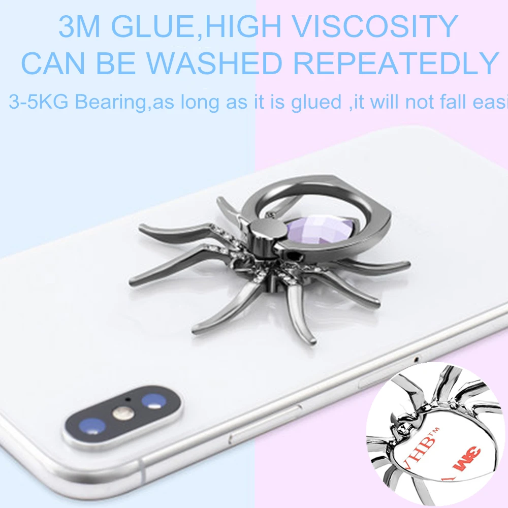 Finger Ring Holder For Cell Phone Ring 360 Rotate Universal Mobile Phone Stands Metal Spider Bling