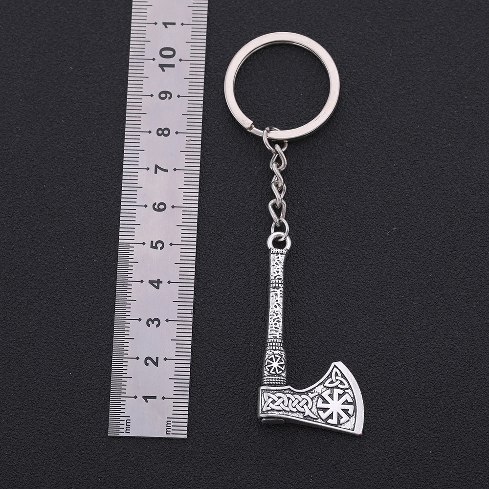 My Shape Viking Axe Pendant Key Chain for Men Runes Celtics Knot Vintage Key Rings Keychain Slavic Amulet Alloy Jewelry Gifts
