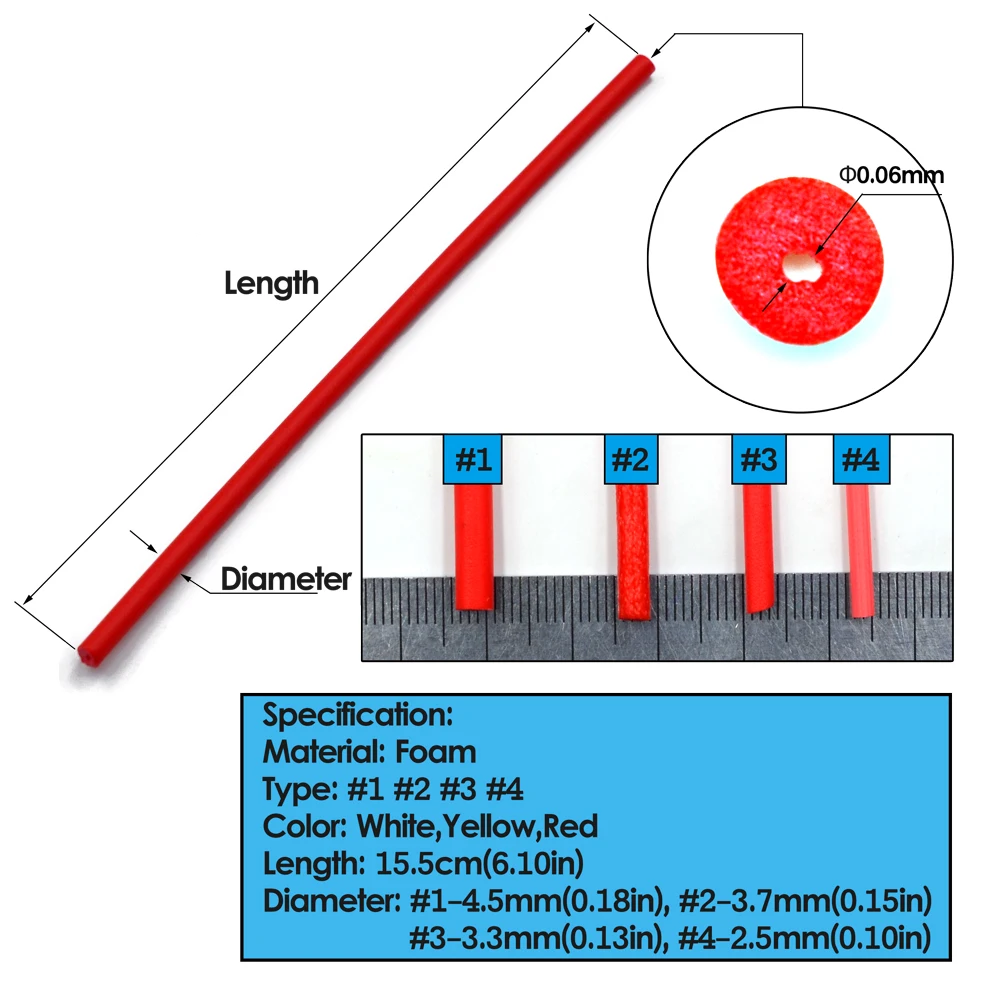 MNFT 100Pcs Fishing Float Cylinder Tube Diameter 2.5-4.5mmHigh Density Foam Long Cylinder Floating Float DIY Making Tool