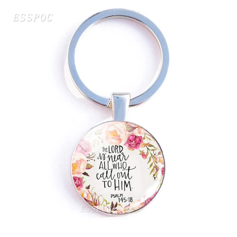 Bible Verse Double Face Keychain Glass Cabochon Jewelry Jesus Pendant Religious Key Chain Women Men Christian Gifts image 4