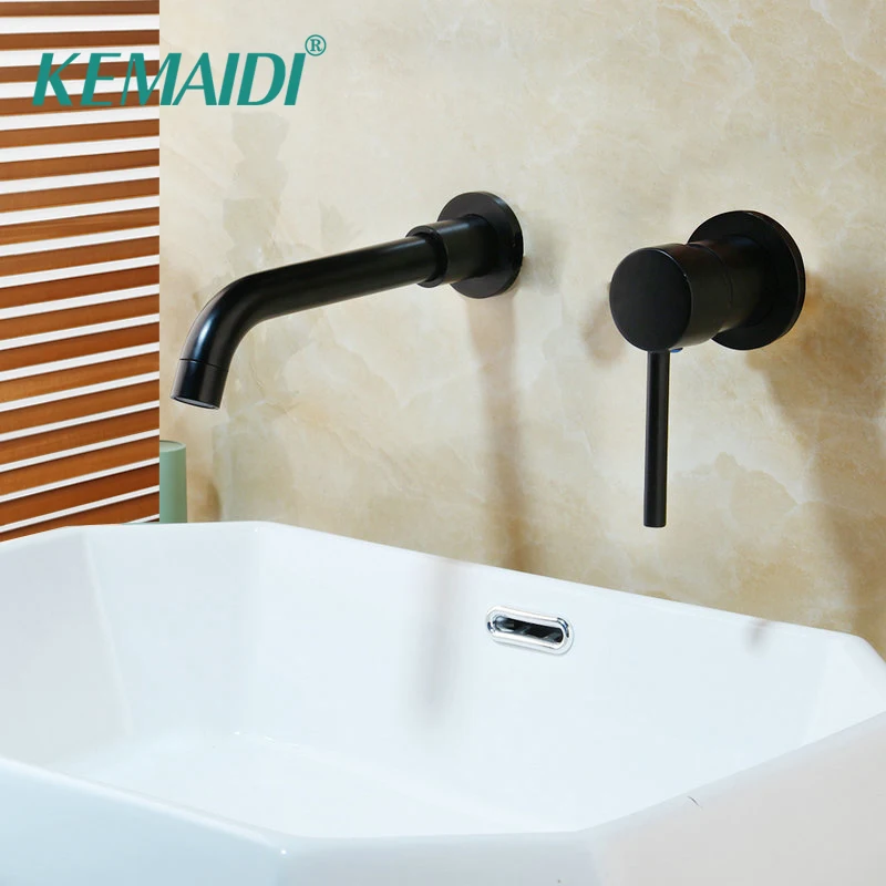 

KEMAIDI Soild Brass Black Joint Pipe Wall Mounted Bathroom Bathtub Shower Faucet Mixer Tap 1 Handle 2 Pcs Faucets Mixer Tap