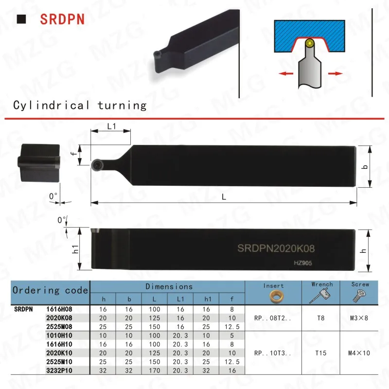 MZG SRDPN 2525 2020 CNC Carbide Inserts Turning Arbor 20mm 25mm Lathe Cutter Bar External Boring Tool Clamped Steel Toolholder