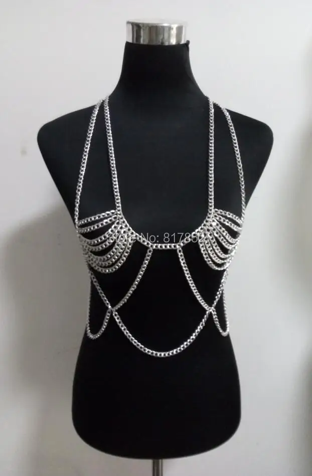 New Style Fashion Women Gold colour Chains Layers Sexy Bra Body Chains Jewelry 3 Colors WRB27