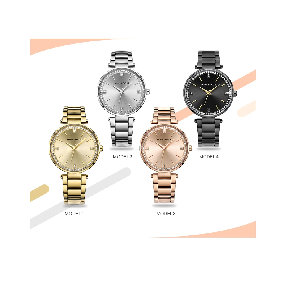 Relojes MINI FOCUS para mujer, relojes de pulsera de lujo de cuarzo de oro rosa a la moda para mujer, relojes de pulsera femeninos 2024