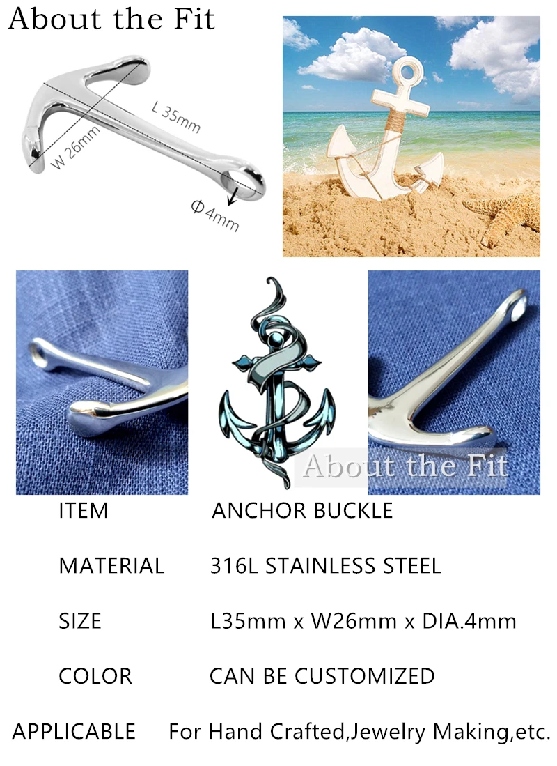

ATF застежка из нержавеющей стали 316L 4 мм якорная пряжка разъем для браслета фурнитура DIY изготовление ювелирных изделий аксессуары ручной работы поставки