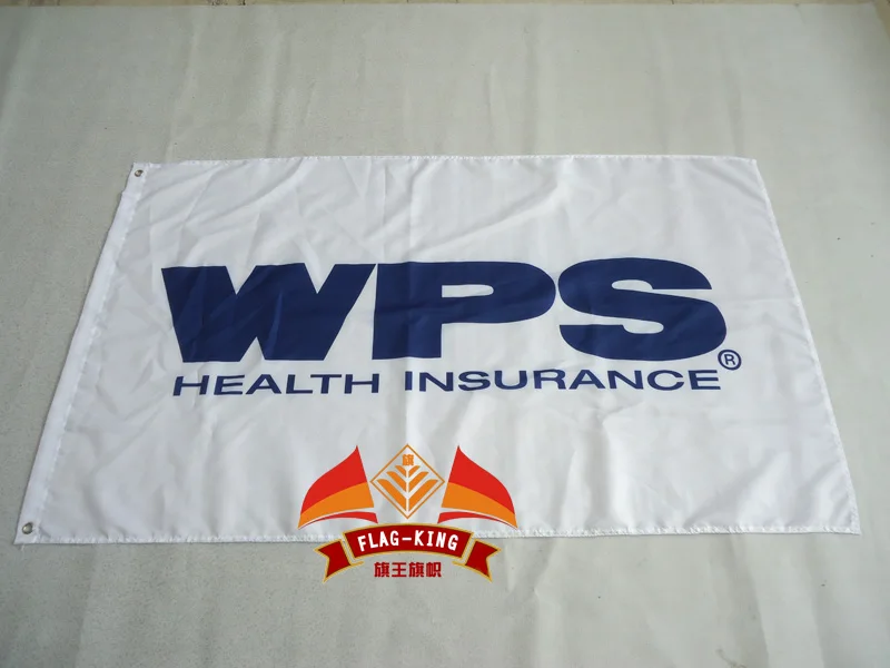 WPS health insurance  logo flag,  90*150CM 100% polyester WPS health insurance banner