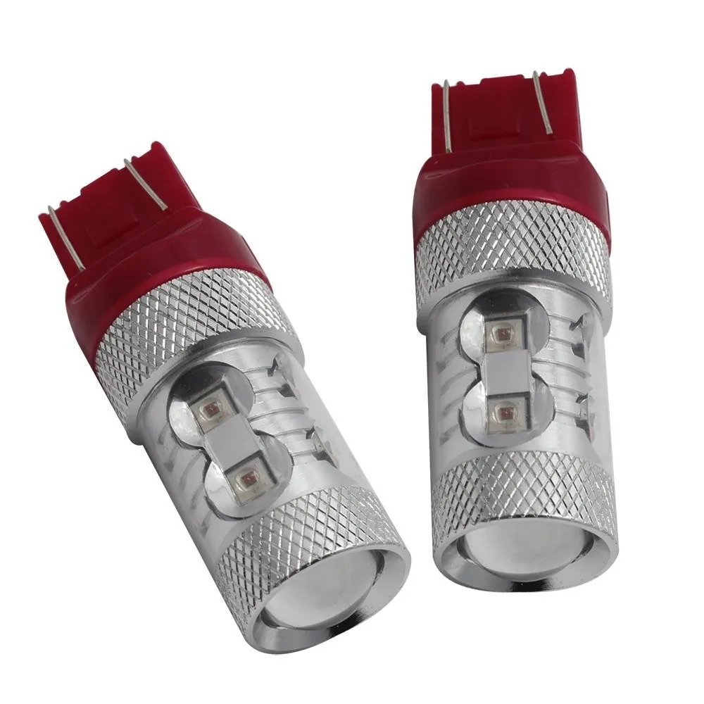 2Pcs 50W Dual Filament Canbus CREE Chip LED Bulbs 7443 T20 W21/5W W3X16Q Car Truck Stop Lamp 12V 24V Red 700lms Car Brake Light