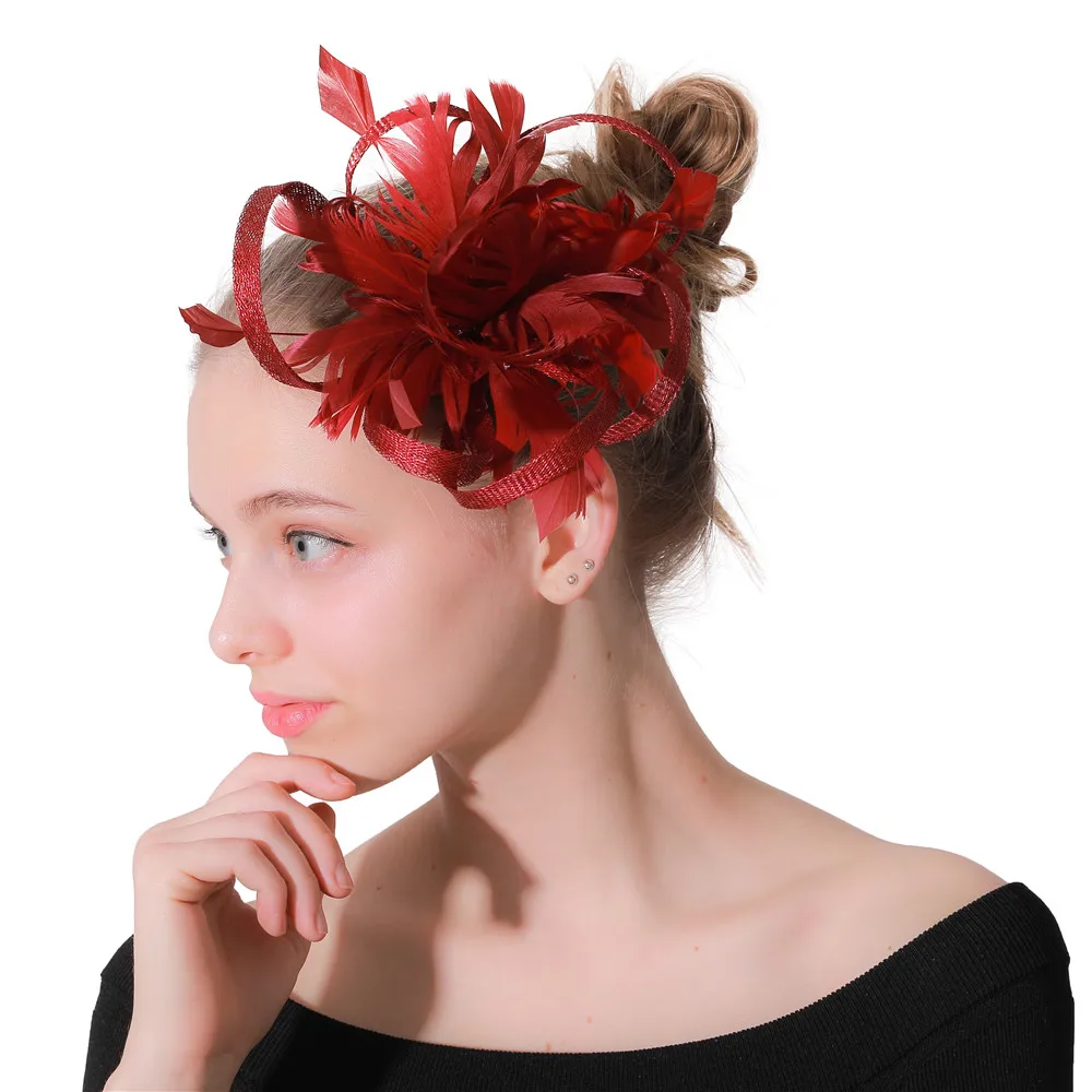 Marron Chic Fascinator Hair Clip Elegant Weddiing Women Show Hair Accessories Nice Sinamay Fashion Party Race Headwear Headbands