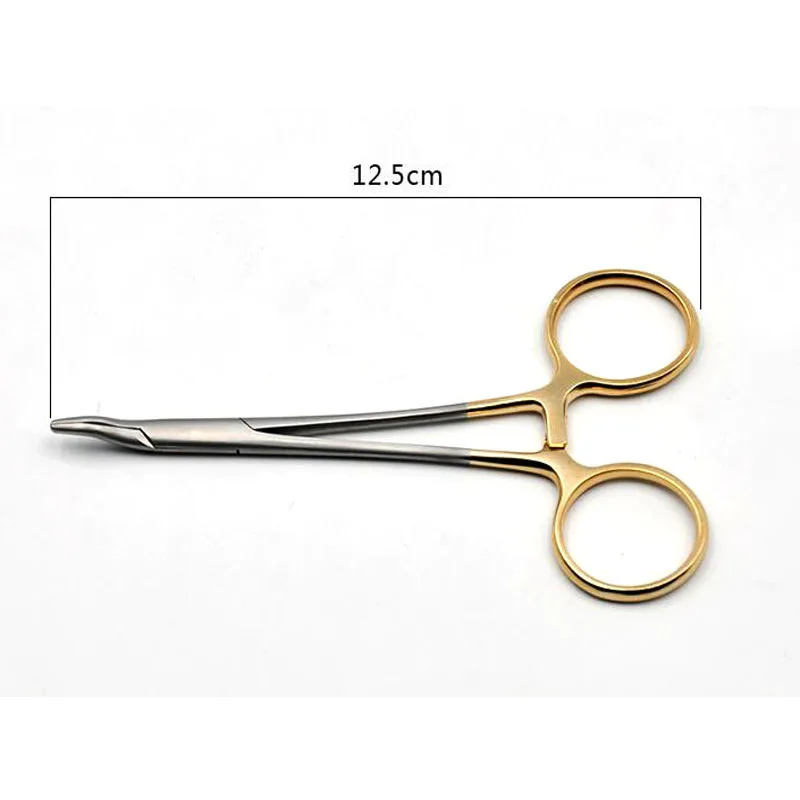 Gold Handle Nose Needle Clamp 12.5cm Stainless Steel Nose Elbow Needle Clipper