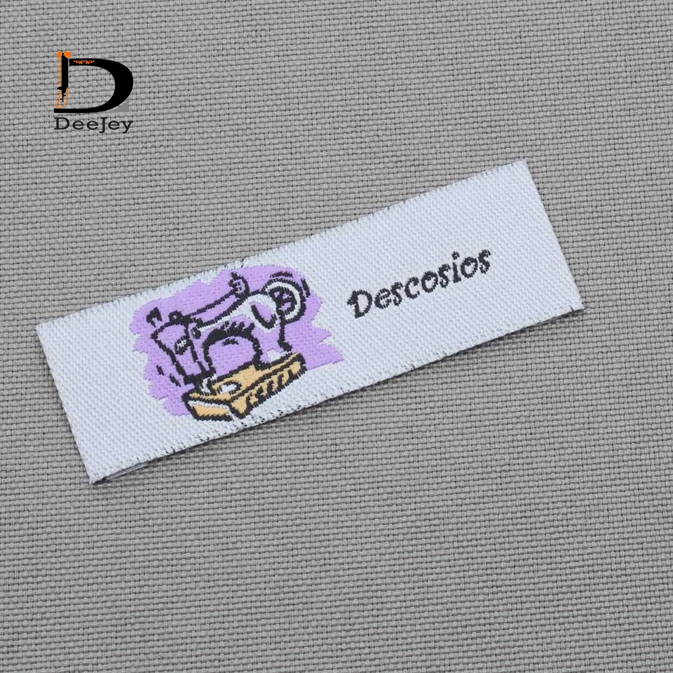 Custom brand clothing labels polyester cotton mixture yarn private logo woven tags 1000pcs/lot