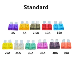 50pcs/lot Medium Size STANDARD Car Auto Blade Fuse 3A 5A 7.5A 10A 15A 20A 25A 30A 35A 40A 50A