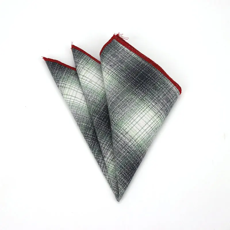 Brand High Quality Hankerchief Scarves Plaid Business Suit Hankies 100% Cotton Casual Men\'s Stripe Pocket Square Handkerchiefs