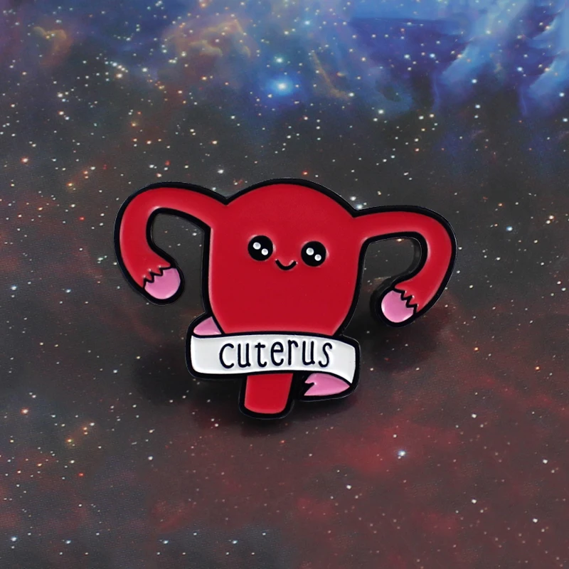 Cartoon Female Cuterus brooch Cute Uterus Ovary Enamel Pin Denim Coat Medical Badge Nurse Doctor Gifts