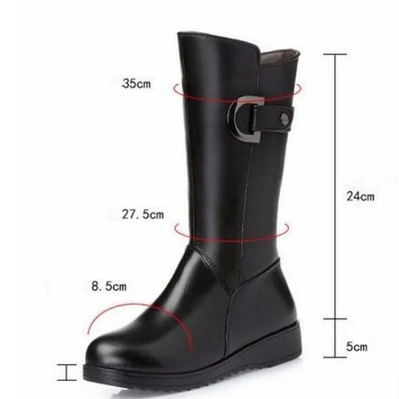 ZXRYXGS Brand Boots Plush Wool Genuine Leather Shoes Woman Warm Snow Boots 2024 Plus Size Winter Shoes Knight Boots Women Boots