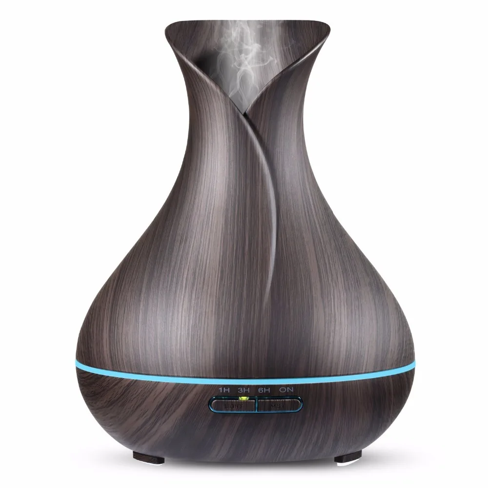 

500ml Large Capacity Aroma Essential Oil Ultrasonic Diffuser Vase Shape Air Humidifier with 7 Color Changing LED Lights for Home