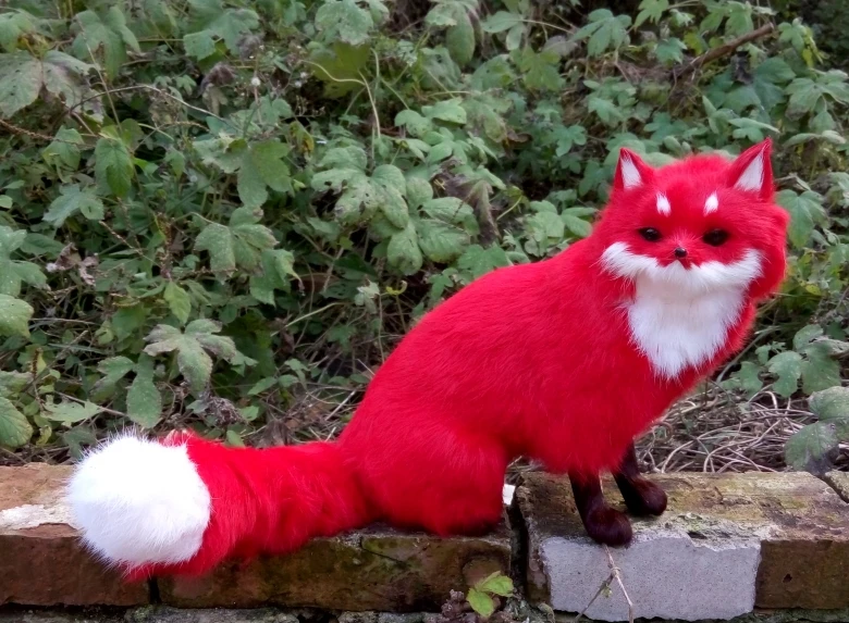 

large 28x25cm red squatting fox model ,polyethylene&furs handicraft Figurines home decoration toy gift a2797