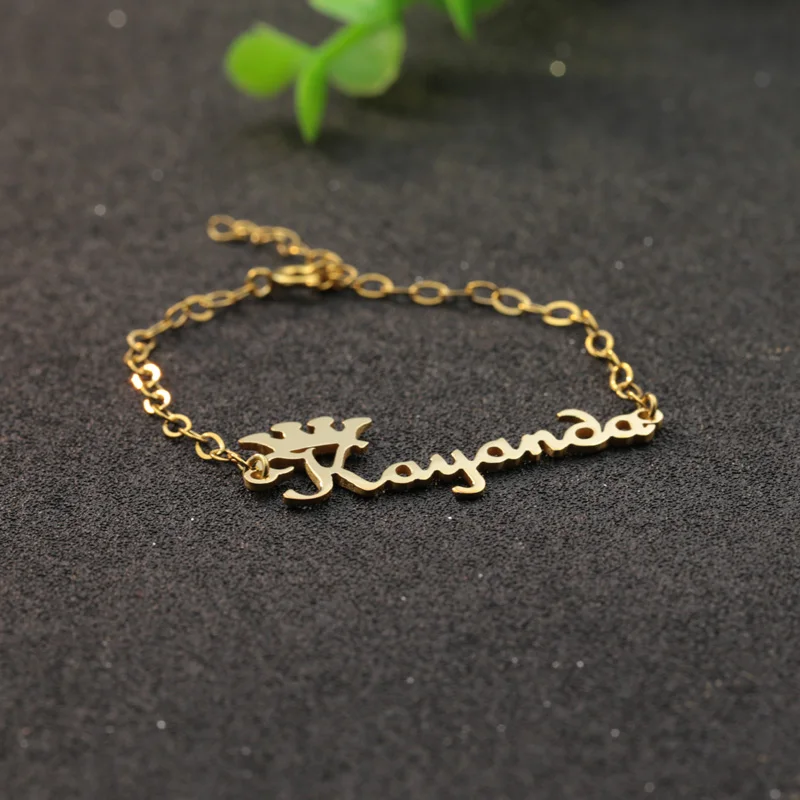 Wholesale Golden color Customised Nameplate 925  Silver Bracelets Personalized Name Bangle Christmas Gift