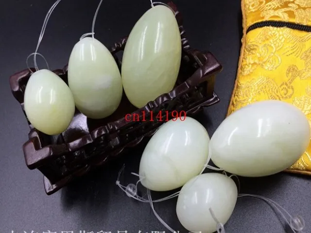 3PCS Drilled natural jade eggs massage yoni eggs For Face Body Massage kegel exercise