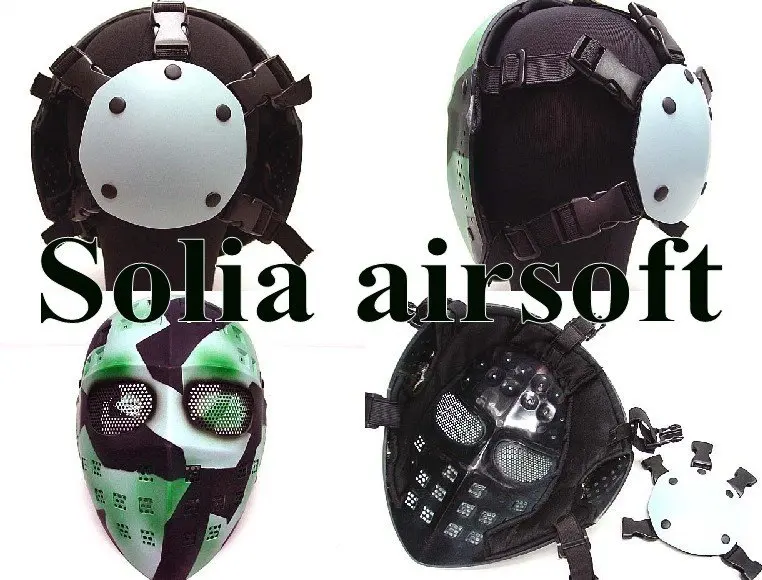 Full Face Hockey Type Airsoft Mesh Goggle Hunting Rifle Mask Green