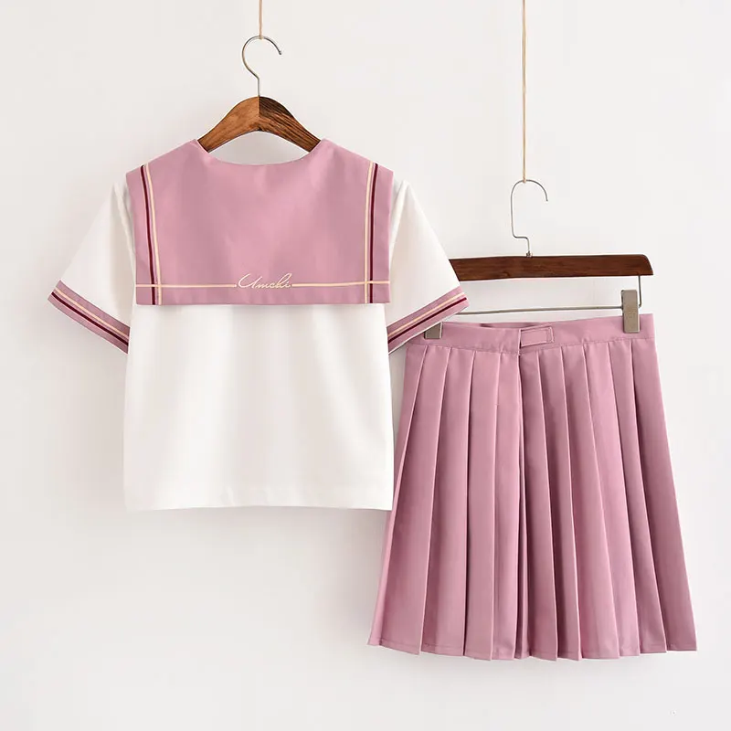 Japanese high-end sailor suit soft sister middle school pleated skirt college wind class suit unqualified girl pink jk uniforms