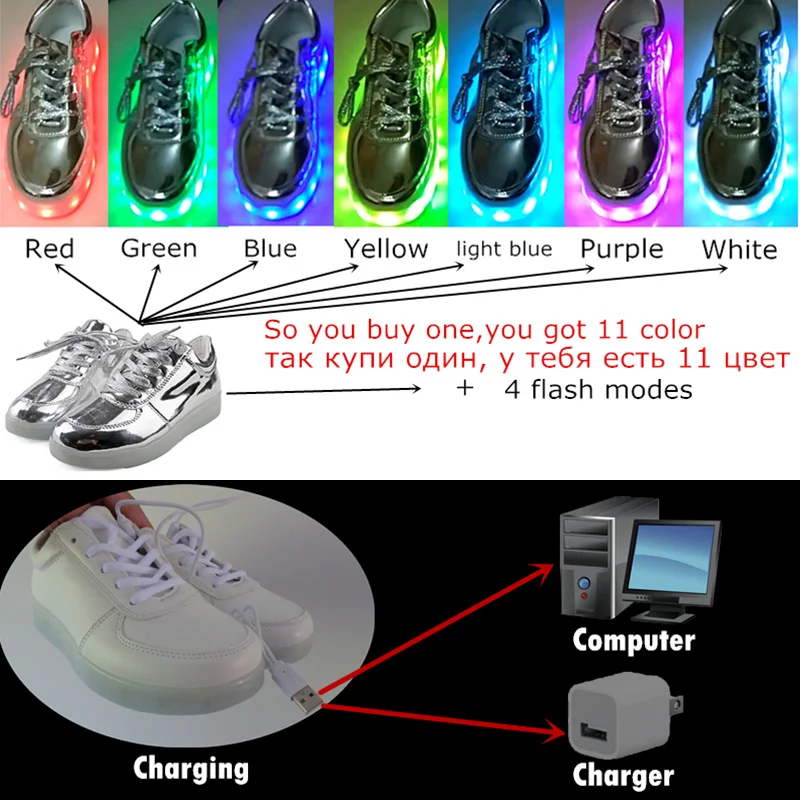 RayZing Gold Led Shoes Unisex size 35-44 Fashion Light Men high-quality casual Shoes tenis Shoes Outdoor travel dance Led