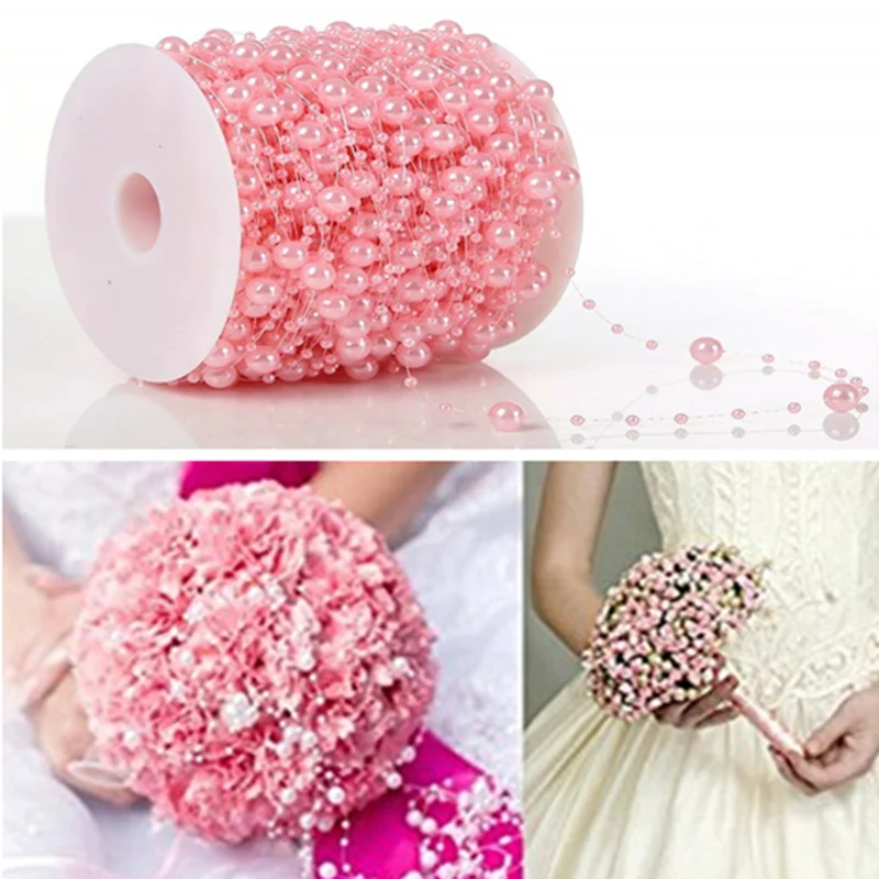 Hot sell 5M Fishing Line Artificial Pearls Beads Chain Garland Flowers Bridal tiara wedding decoration Event Party 5BB5480