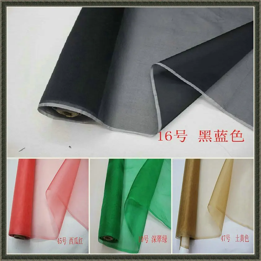100% silk organza fabric 23color 6m/m 140cm wide H1S1O10