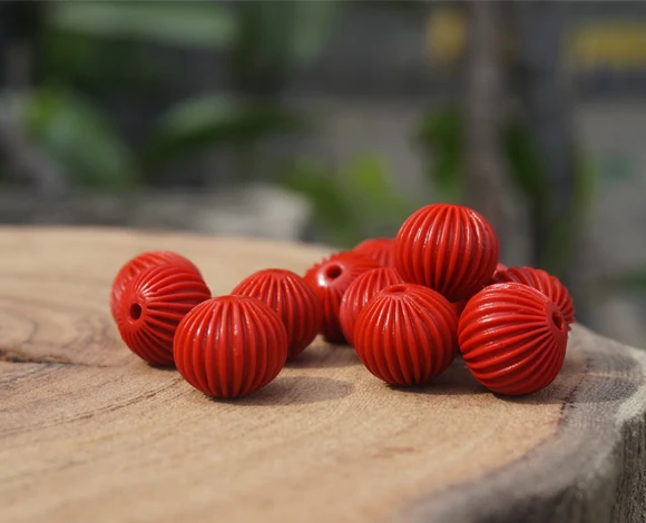 8mm 11mm Cinnabar Beads Stripe Red Bead Mala Beads Japa Mala Bracelet Jewellry Findings DIY Accessories