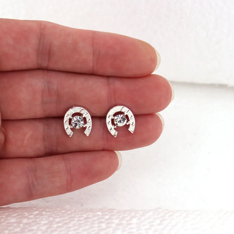 hzew crystal Horseshoe earring cute horse two colors earrings