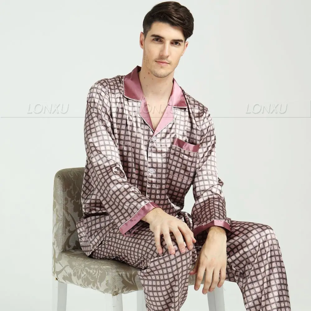 Mens Silk Satin Pajamas Set Pajama Pyjamas Set Sleepwear Loungewear M,L,XL,XXL,3XL
