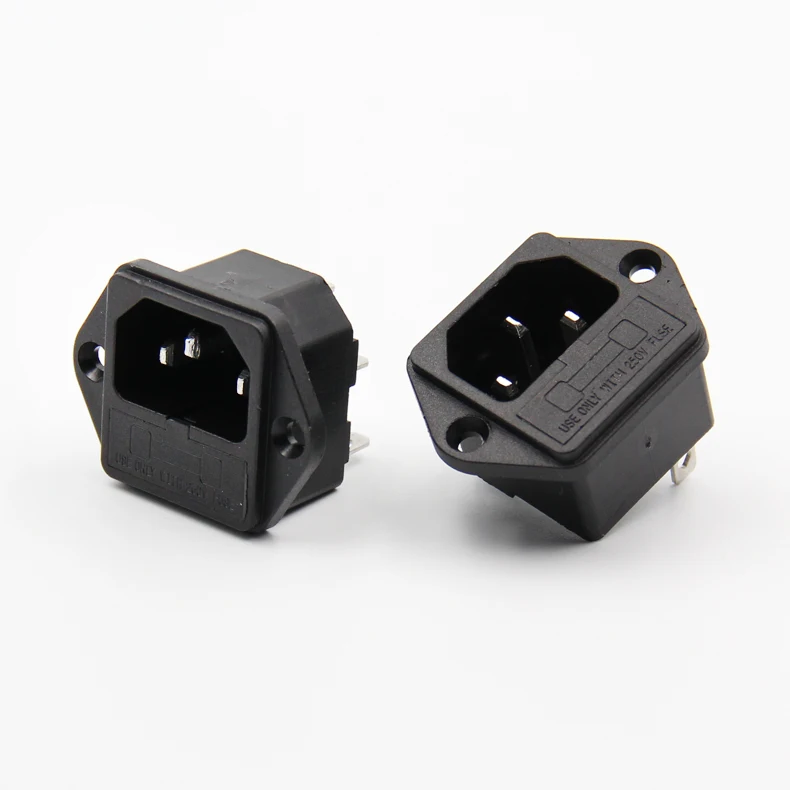 新しいパネルマウント3ピンiec 60320 C14入口オス電源プラグ15A ac 250v w/ヒューズホルダー