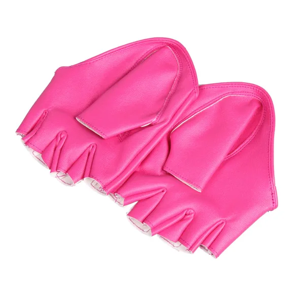 Guantes femeninos 2024, guantes ajustados de media palma y dedo para mujer, guantes de imitación de cuero Multicolor, moda para club nocturno DS, guantes para escenario