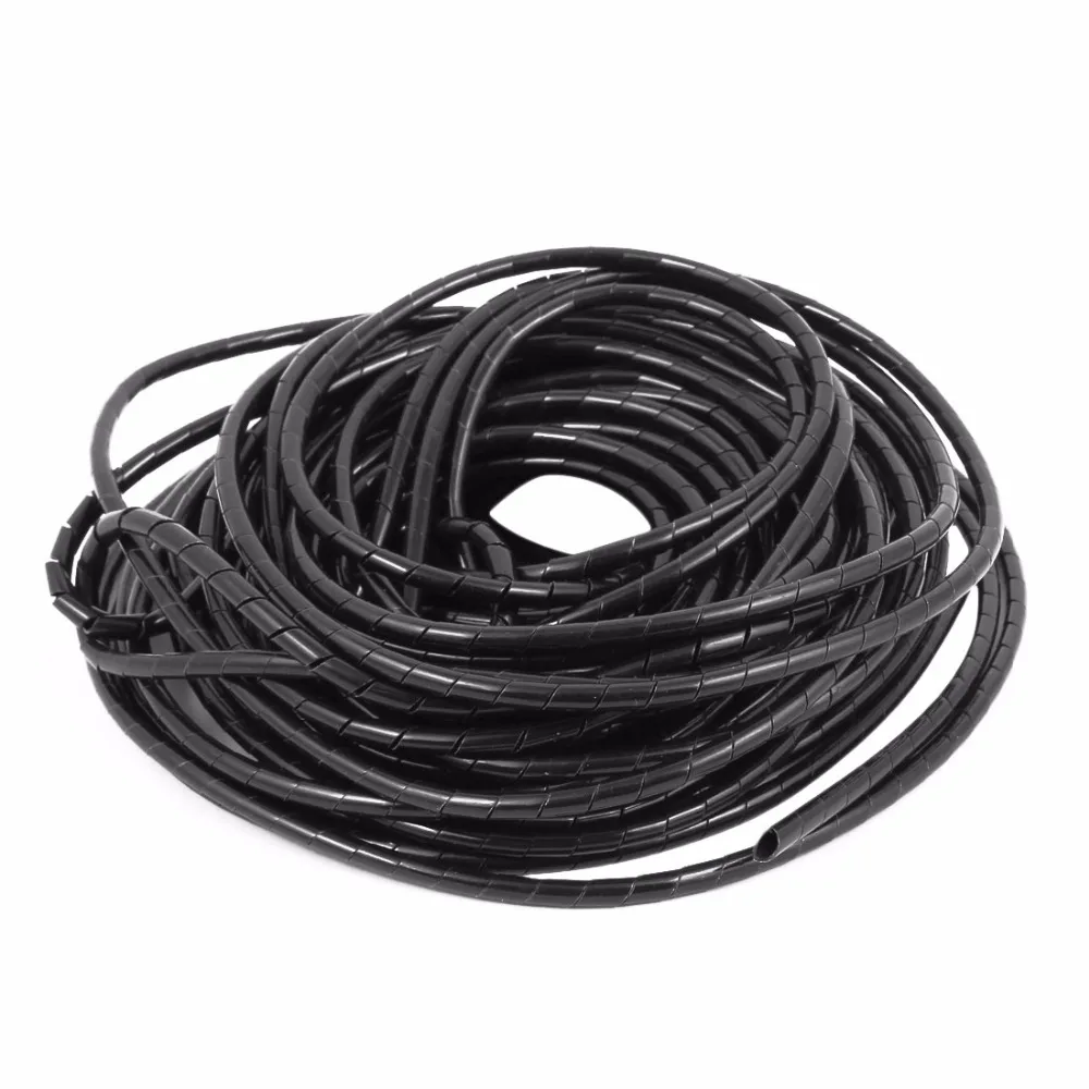 

UXCELL Hot Sale 4mm Outer Diameter 25M Length Cable Wire Tidy Wrap Spiral Wrapping Band Organizer Black