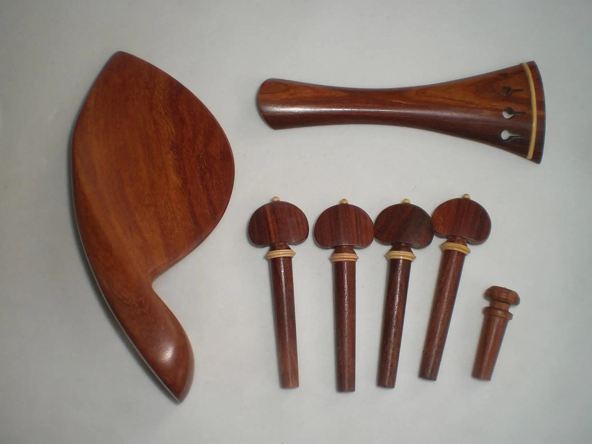 

1 Set Quality Rose Wood Violin Fitting Tailpiece Chin Rest and 4 Pegs End Button