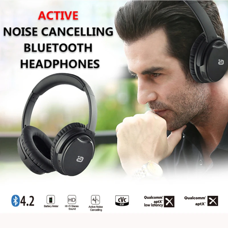 EP850 Attiva del Rumore di trasporto Che Annulla Bluetooth 4.2 Cuffie Senza Fili/Auricolare Con Cavo con Microfono ANC Cuffia con Borsa Per Il Trasporto per il Telefono