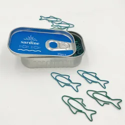 Cute paper clips metal sardine shapes saldina 30 clips fish shaped bookmark plastic coated paper clip school office accessories