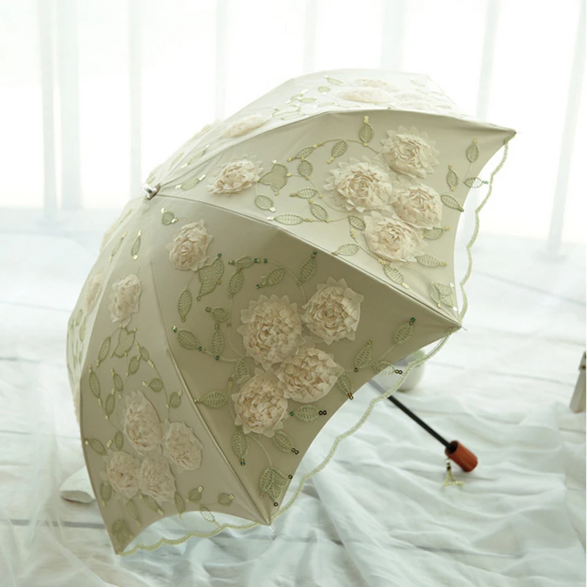 Classic Flower Lace Umbrella For Women, Elegant Embroidery Umbrella, Vintage Female Umbrella, Wedding Umbrella, New Style