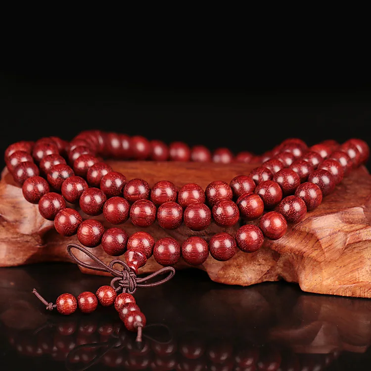 Zambian Red sandalwood Buddhist 0.6cm /0.8cm*108 Prayer Beads Malas Natural Wooden Bracelets For Women Men Yoga Jewelry