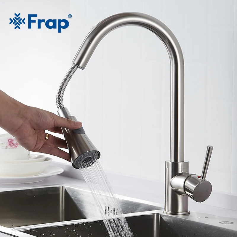 Frap Newly Arrived Pull Out Kitchen Faucet Black Taps torneira cozinha Jet/Soft Flow Water Switch Two Ways Water Outlet Y40081