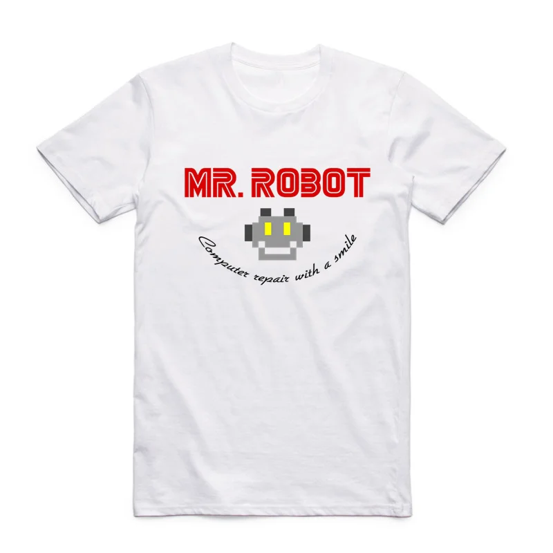 Asian Size Men Women Printing TV Show Robot T-shirt Summer Casual O-Neck Short Sleeves Mr Robot Fsociety Mask T-shirt HCP4091