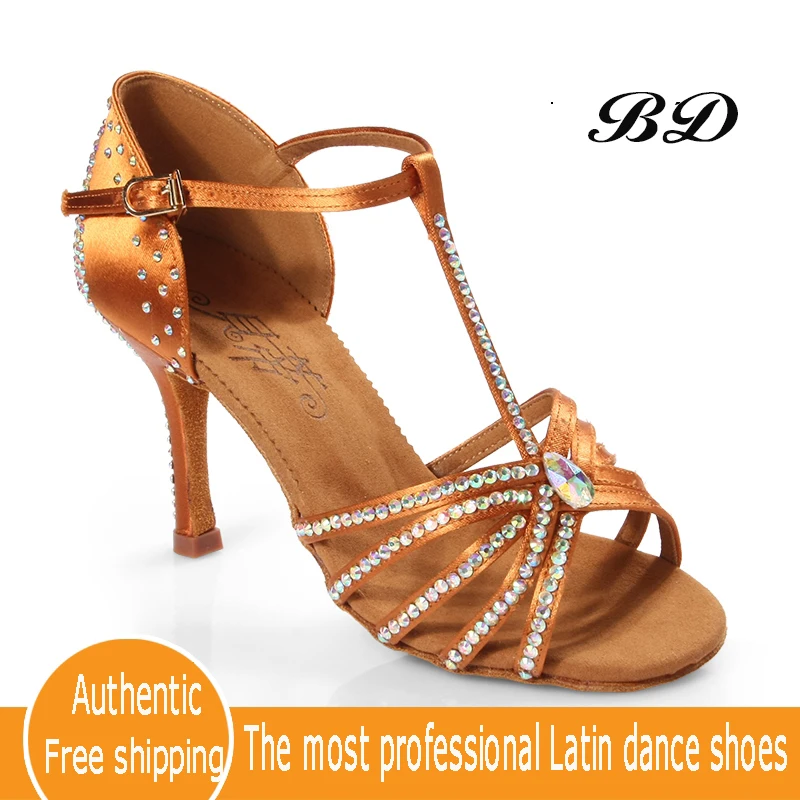 Scarpe da ballo Standard donna Brand Party Ballroom Latin Girl Sports Diamond Brown alta qualità Dancing Discount BD 211 Match