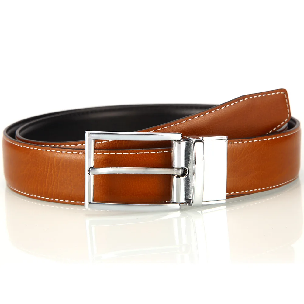 

Ta-weo Camel & Black Reversible Belts, Fashion Business Men's Leather Belt, Pin Buckle Belt, Designer Belts Men High Quality