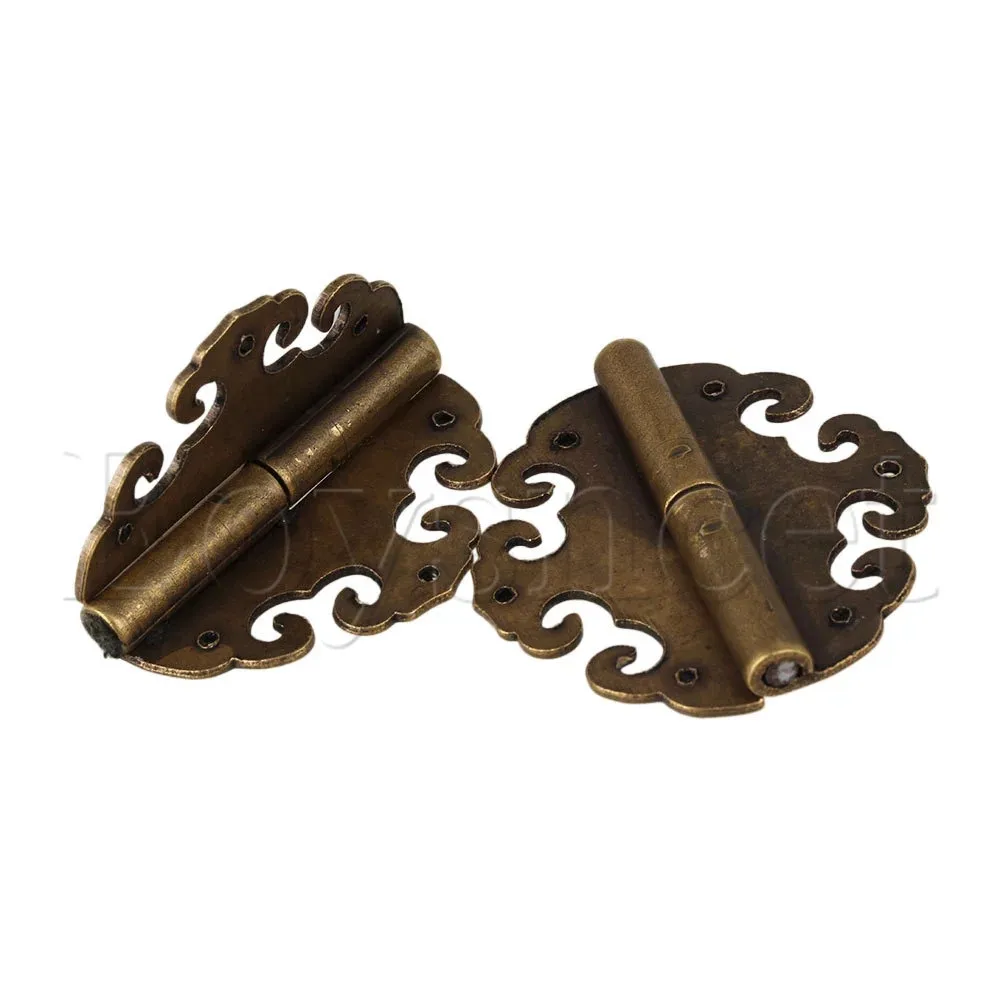 2pcs 40 x 40mm Antique Auspicious Clouds Decorative Bronze Surface Hinges