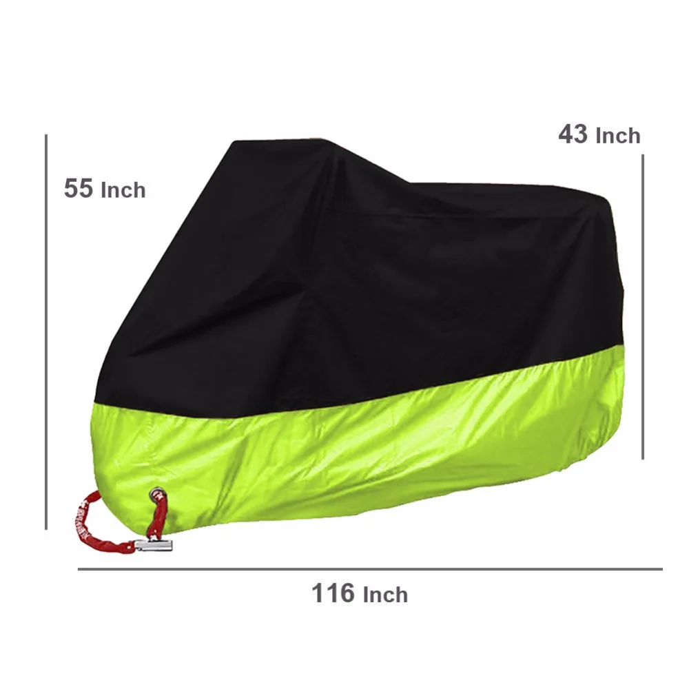 XXXXL Black/Green Motorcycle Cover For Harley Road King Custom FLHR Tour Road Glide Touring/Yamaha Royal Star Venture XVZ1300